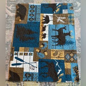 Simple Moose Lodge Quilted Top Bed Pillow Sham Set